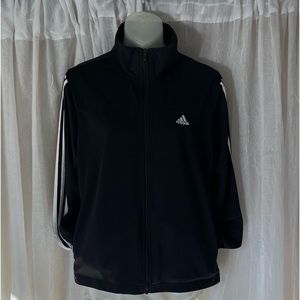 ADIDAS 3 piece Climalite Jacket & 2 pants Set Size M Black w/three white stripes